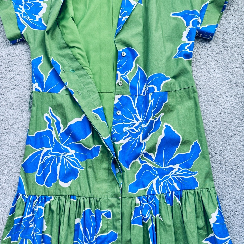 Hutch Floral Button Front Cotton Mini Dress Green Blue Size Small - Picture 7 of 9